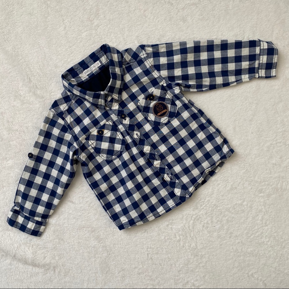 Absorba boys button down shirt size 2T blue plaid